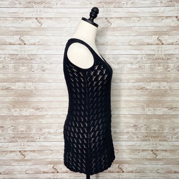 Trina Turk Pointelle Knit Tank Top Black Sweater Neutral Resort Work Size XS - Picture 2 of 10